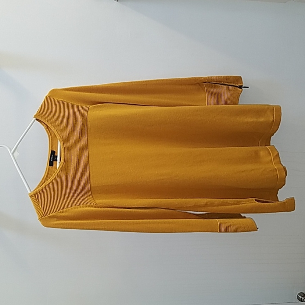 Alfani Bright Mustard Sweater with Stylish Zip Sleeves